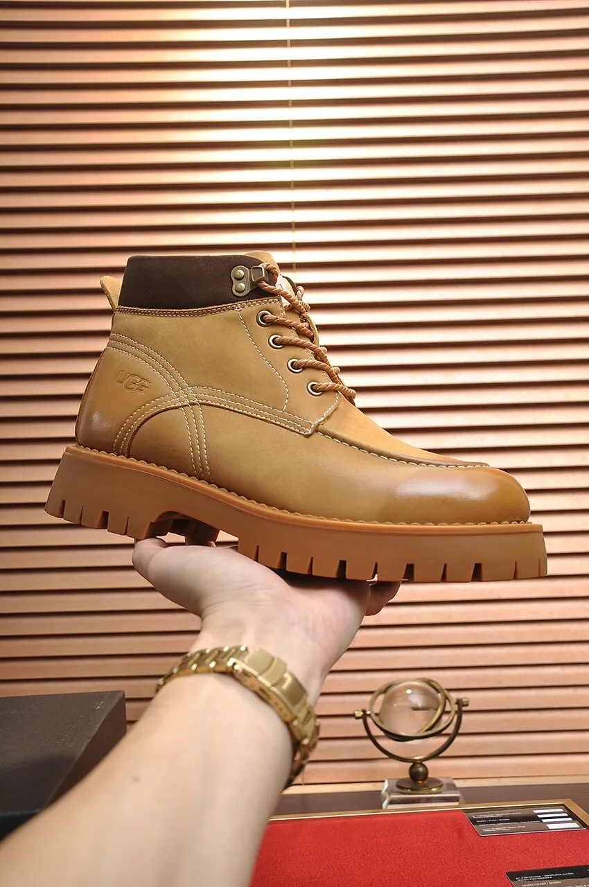 Men's shoes 💰640💶 [UGG] (full wool lining) top-end high-quality fur-in-one warm snow boots from Australia's warm luxury brand men's shoes, UGG-5877 official website synchronized, made of imported cowhide, carefully sewn...Imported rubber foam outsole (comfortable, soft, wear-resistant) The quality is really great...Exquisite workmanship, you can't put it down at first sight, available in sizes 39-44